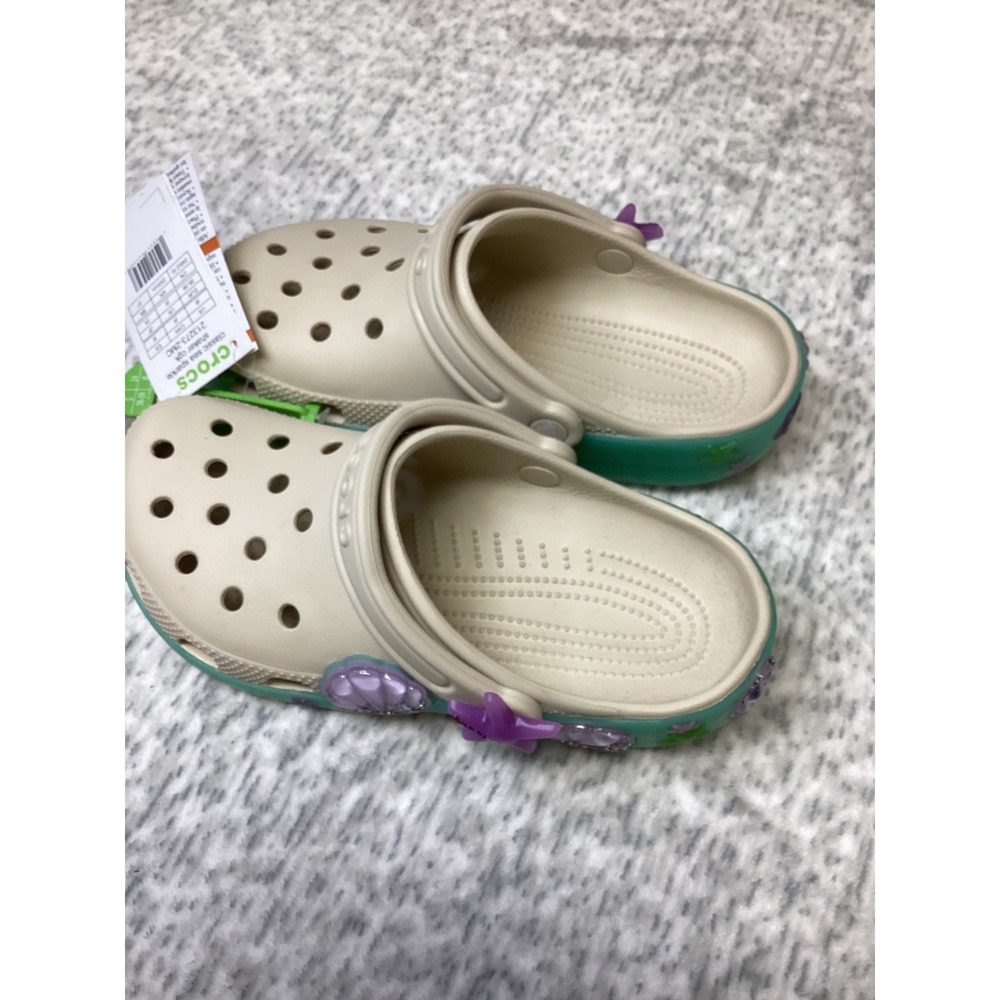 Crocs Classic Sea Sparkle Shaker Clog Cream Teal Shell Starfish 213273-2MC J6
